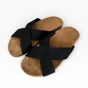 Jenni Kayne Women's Cotton Crossover Sandal Tan and Black, Size 40 (10)